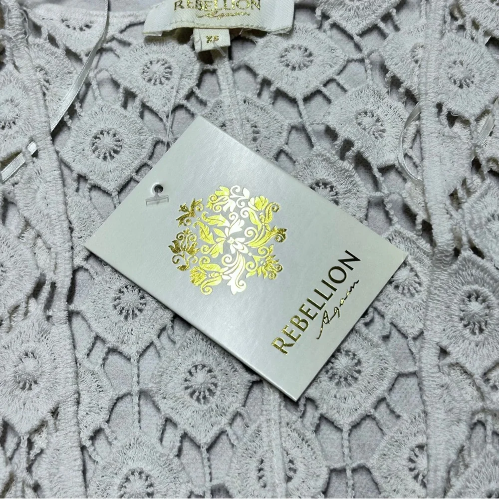 NWT Rebellion Cream Lace Fringed Cardigan‎ XS